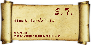 Simek Terézia névjegykártya